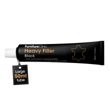 Furniture Clinic Leather Filler (Black) - Paintable Repair Paste to Fix Holes, Scratches, Tears & Cracked Leather - For Chairs, Sofas & Car Seats -