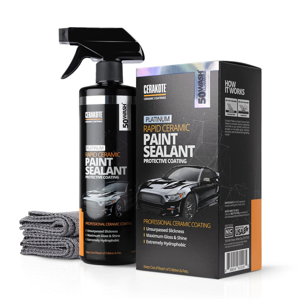 Cerakote? Platinum Rapid Ceramic Paint Sealant Spray - 14 Oz Bottle - Maximum Gloss & Shine ? Extremely Hydrophobic ? Unmatched Slickness - Ceramic 5051224153589