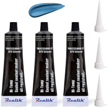 Realth Silicone Gasket Maker 3 Pack High Temperature RTV 3.53 Oz (100g) Ultra Blue Oil Resistance Sealant High Strength Flange Sealing for Automotive