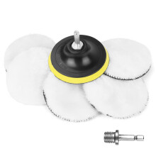 URAQT Car Polishing Pads for Drill, 8 Pack Professional Wool Polishing Pads, Car Buffer Polisher Kit with M10 Drill Adapter and Hex Shank Bit Adapter,