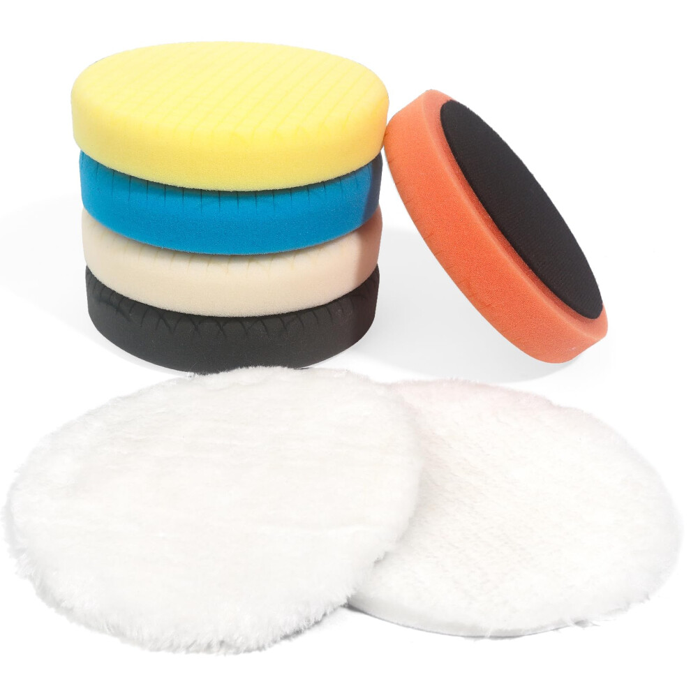 Elechiakan 150Mm Polishing Pads, 7Pcs Car Polishing Pads With Wool Buffing Pads For Drill And Da Dual Action Polisher, Drill Polishing Kit, Scratch 5051226250408