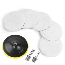 URAQT Car Polishing Pads for Drill, 8 Pack Professional Wool Polishing Pads, Car Buffer Polisher Kit with M14 Drill Adapter and Hex Shank Bit Adapter,