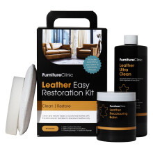 Furniture Clinic Easy Leather Restoration Kit (Beige) | Includes Recolouring Balm, Ultra Clean, Sponge & Cloth for Furniture, Car Seats, Shoes & Bags