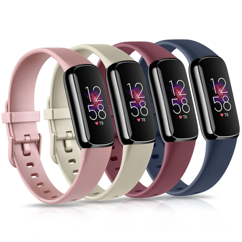 Wooz [4 Pack] Straps Compatible With Fitbit Luxe Strap, Classic Replacement Soft Silicone Sport Bands Wristband Colorful Band For Luxe Fitness Tracker 5051224158911