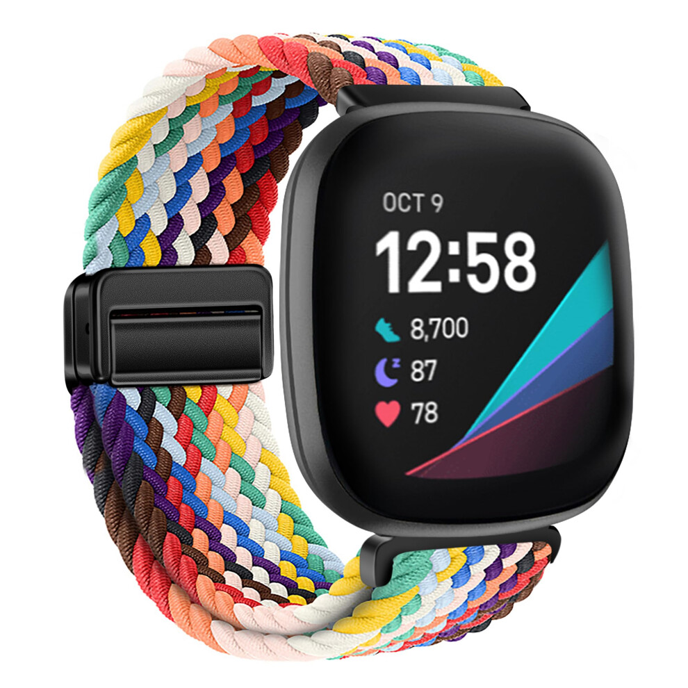 Xmuxi Nylon Watch Band Compatible With Fitbit Versa 4/Versa 3 Straps/Sense 2/Sense Strap For Women Men, Stretchy Magnet Braided Replacement Wristbands 5051224160129