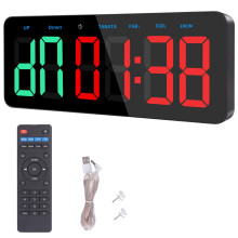 PELLOR Gym Timer, Large Digital Wall Clock, Interval Timer Clocks with Stopwatch,Countdown/Up,Adjustable Volume, Fitness Training Clock with Remote