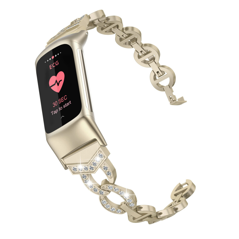 Wearlizer Compatible With Fitbit Charge 5 Strap, Adjustable Premium Metal Straps Bling Bracelet Dressy Wristbands Accessories Replacement Bands For 5051224163632