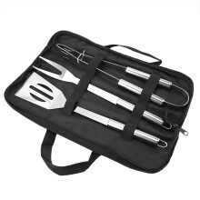 Grillsæt med opbevaringskuffert, bærbar, BBQ-værktøjssæt, rustfrit stål, grilltilbehør, udendørs, køkkenredskaber til camping, picnic,