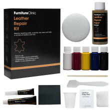 Furniture Clinic Complete Leather Repair Kit (Beige) -12 Colour Options for Sofas, Car Seats - Matches All Shades of Leather - Patch, Fill & Touch up