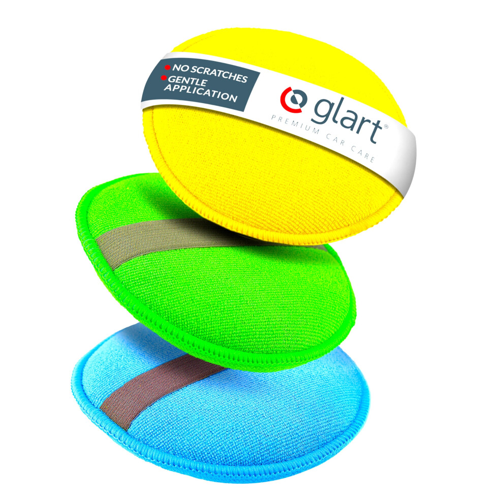 Glart 43Pp Microfiber Polishing Pad Set - 3 Pcs Round 130X25 Mm - For Car Polish, Wax, Paint Cleaner, Sealant - Manual Use For Car Detailing, Plastic 5051224153671