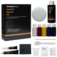 Furniture Clinic Complete Leather Repair Kit (Black) | For Sofas, Car Seats, Furniture, Chairs of Leather - Patch, fill and touch up scratches, tears