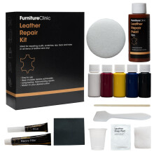Furniture Clinic Complete Leather Repair Kit (Tan) -12 Colour Options for Sofas, Car Seats - Matches All Shades of Leather - Patch, Fill & Touch up