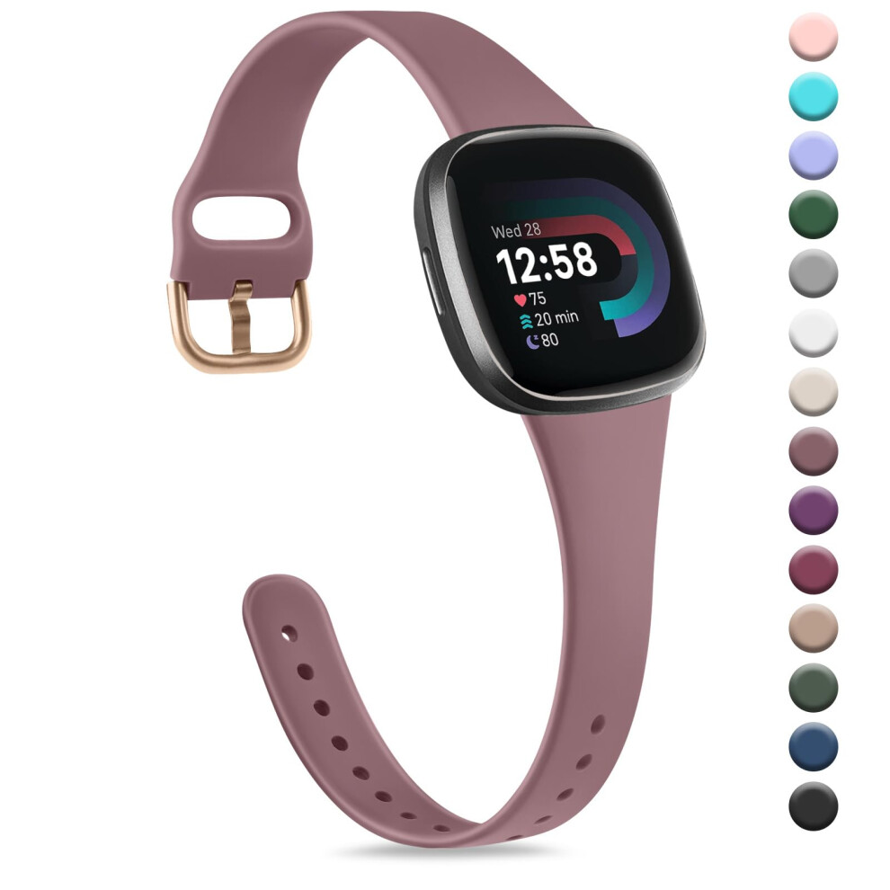 Strap Compatible For Fitbit Versa 3 Straps/Sense/Sense 2 Strap For Women Men, Soft Slim Thin Silicone Replacement Band Wristband Watchband For Fitbit 5051224170746