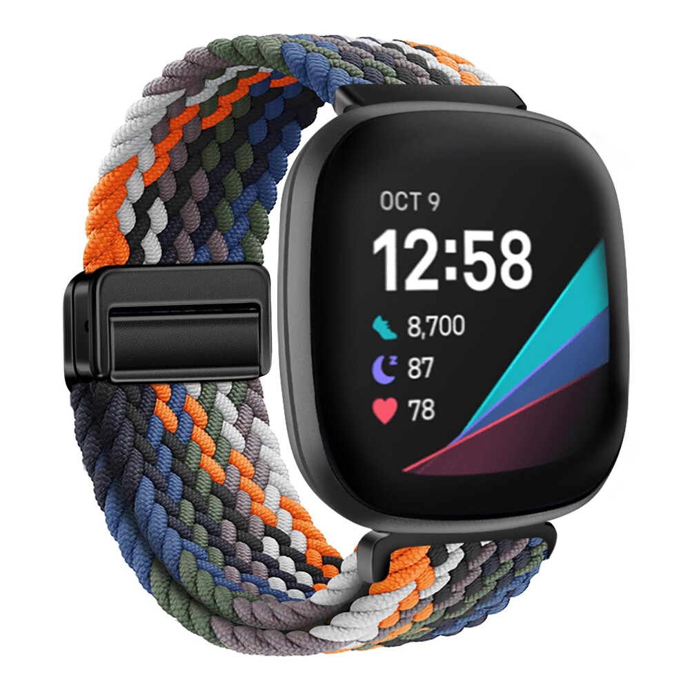 Xmuxi Nylon Watch Band Compatible With Fitbit Versa 4/Versa 3/Sense 2/Sense, Stretchy Magnet Braided Replacement Wristbands For Fitbit Watch Camo 5051224167449
