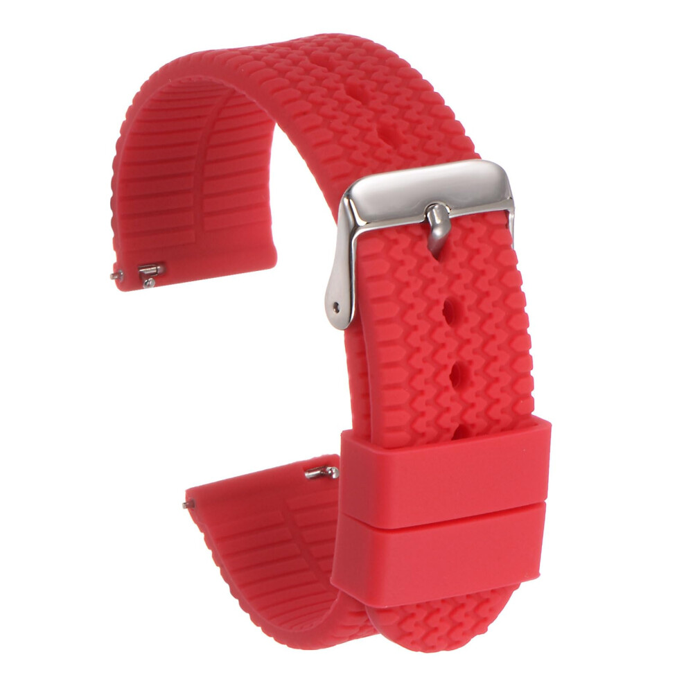 Sourcing Map Silicone Watch Band 18Mm Width Quick Release Soft Rubber Watch Strap With Electroplated Stainless Steel Buckle For Men Women, Red 5051224169863