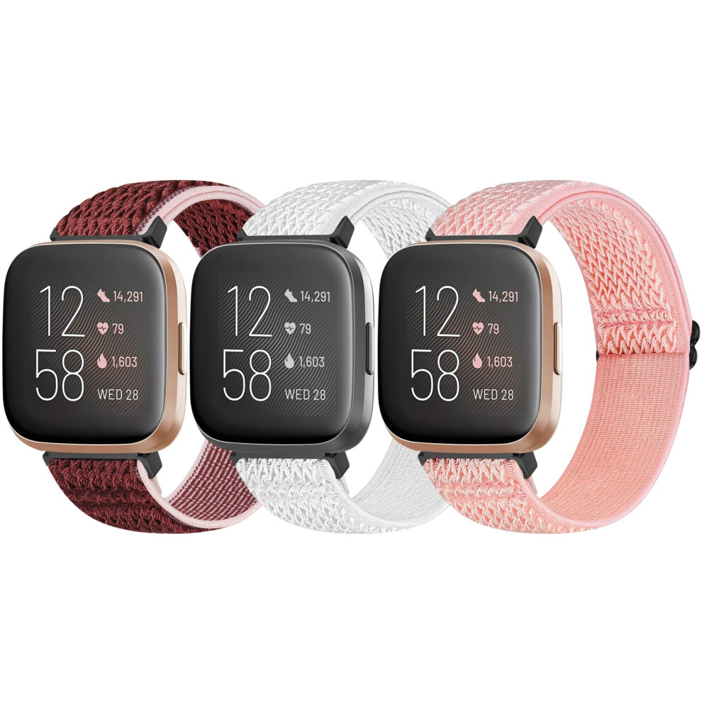 Bcuckood 3 Pack Elastic Straps Compatible With Fitbit Versa 2/Versa Lite/Versa Se, Adjustable Stretchy Watch Bands Nylon Sport Replacement Wristband 5051224170784