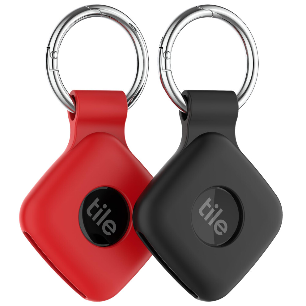 Silicone Case Compatible With Tile Mate 2024, 2 Pack Soft Scratch Resistant Cover With Carabiner Accessories, Secure Tag Holder For Bag, + Black/Red 5051224164042