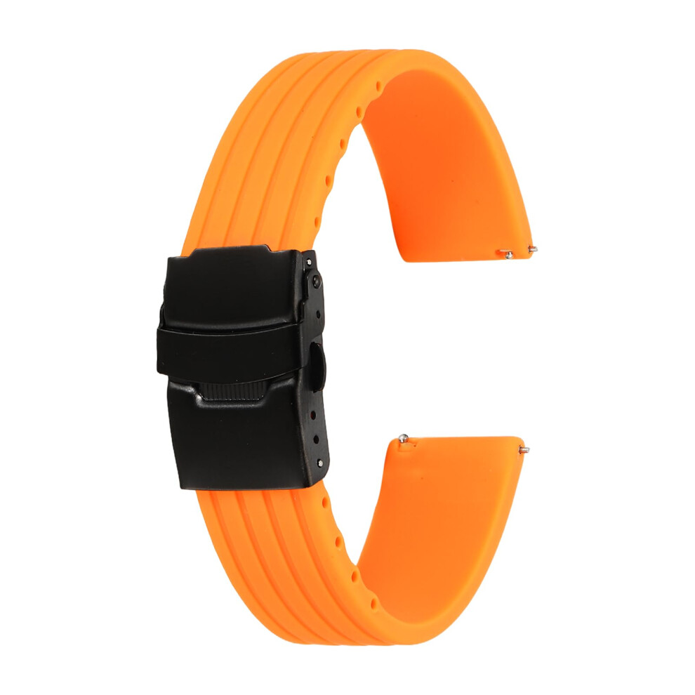 Sourcing Map Silicone Watch Bands 24Mm Width Soft Quick Release Rubber Watch Bands With Black Snap Buckle For Men Women, Orange Orange,Black 5051224170302