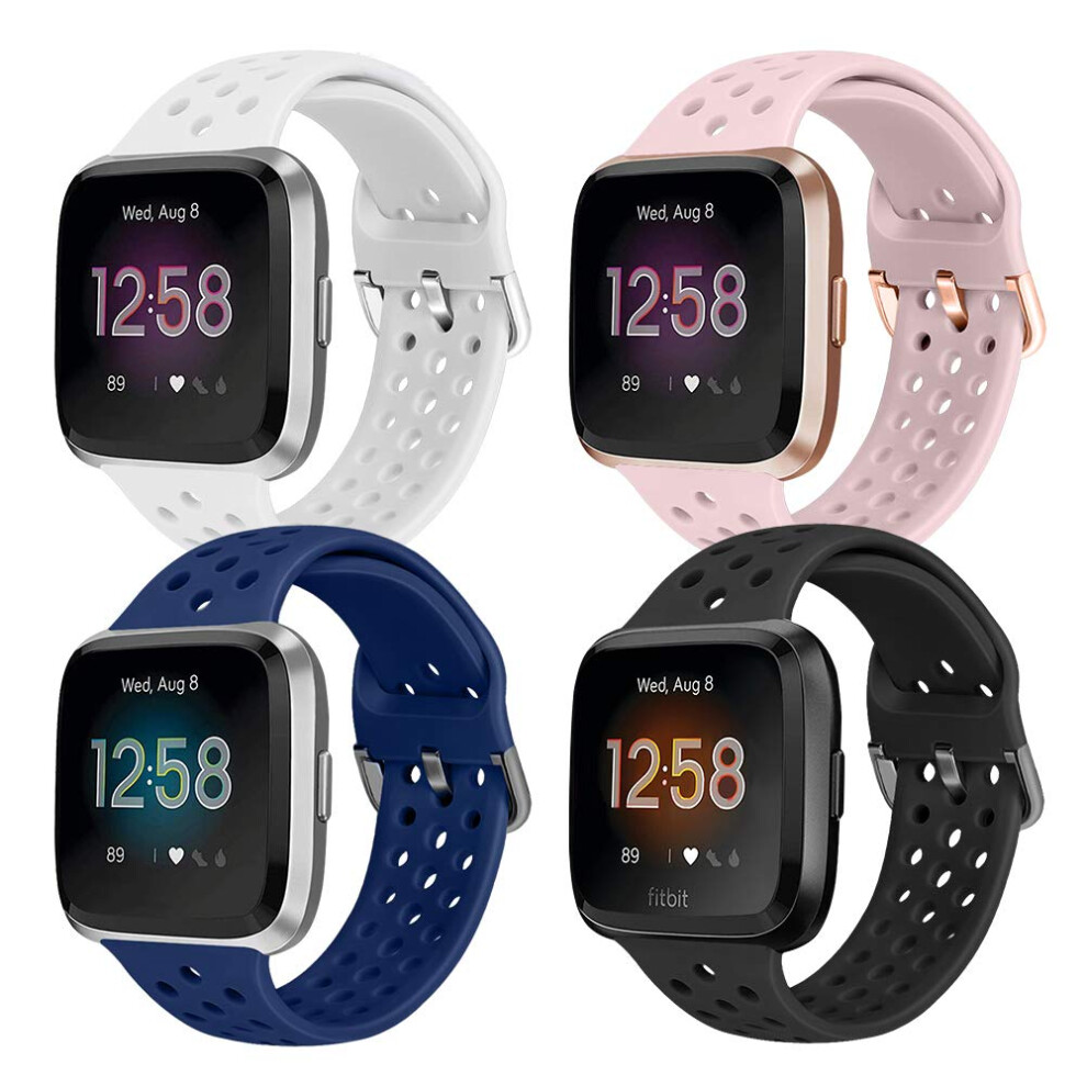 Runostrich Sport Strap Compatible With Fitbit Versa/Versa 2/Versa Lite/Se, Soft Silicone Band Replacement Breathable Wristband For Smart Watch For 5051224171224