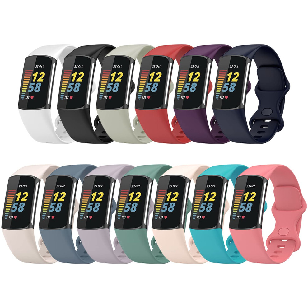 Topperfekt Straps Compatible With Fitbit Charge 5 Strap, Adjustable Soft Silicone Sport Replacement Watch Band Wristbands Bracelet For Charge 5 5051224174775