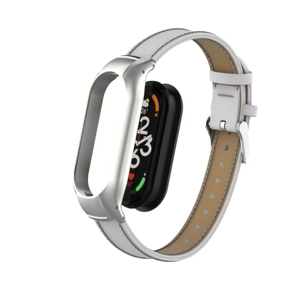 Nuosiweilang Bracelet Compatible With Xiaomi Mi Band 7 Strap,Replacement Band Leather Wristband Watchband Accessories For Xiaomi Mi Band 7, White 5051224172108