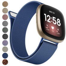 Vancle Strap compatible with Fitbit Versa 3 Straps/Versa 4 Strap/Fitbit Sense/Sense 2 for Women, Breathable Stainless Steel Mesh Loop Adjustable