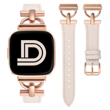 Wearlizer Leather Strap Compatible with Fitbit Versa & Versa 2 - Adjustable Women's Wristband with D-Shape Metal Buckle
