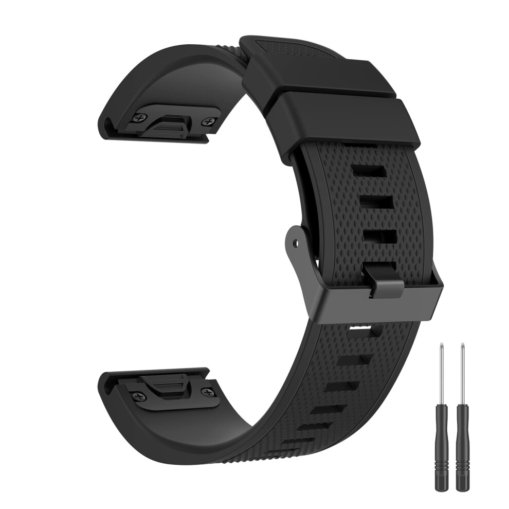 Zoye Quickfit 22Mm Silicone Band For Garmin Fenix 7/6/5 Series, Forerunner 945/935, Approach S60/S62, Quatix 6 (, 22Mm) Black 5051224174683