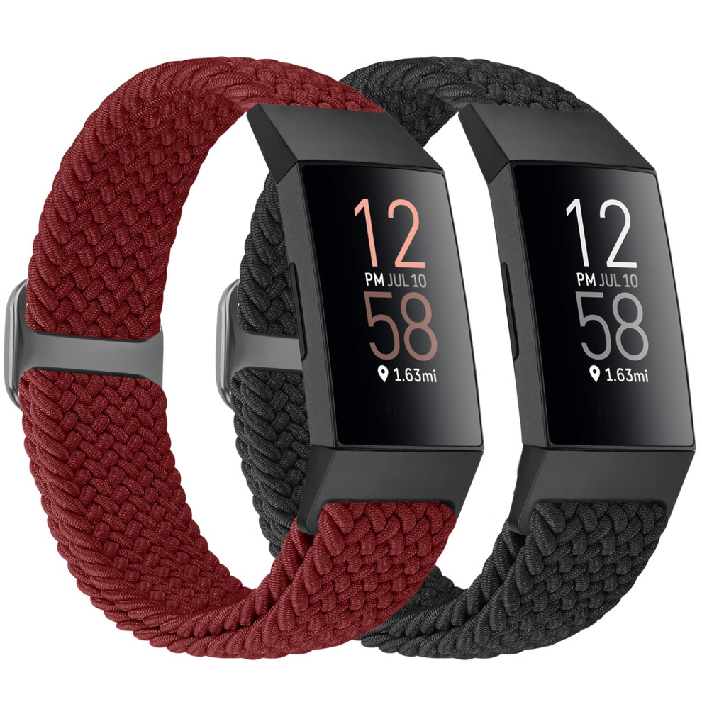 Bcuckood Braided Watch Straps Compatible With Fitbit Charge 4/Charge 3/Charge 3 Se For Women Men, Adjustable Stretchy Nylon Solo Loop Woven 5051224171354