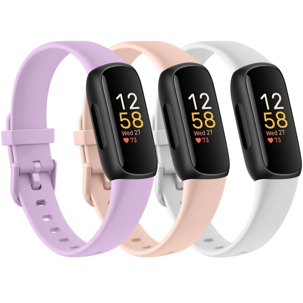 Tobfit [3 Pack] Straps Compatible For Fitbit Inspire 3 Strap For Women Men, Soft Silicone Replacement Strap Wristband Watchband Accessories (3 Pack 5051224172511