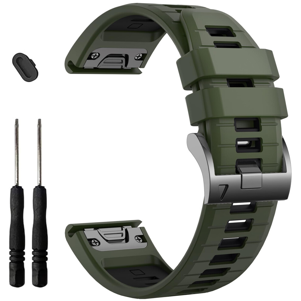 Ezmvzku 22Mm Quickfit Watchbands For Garmin Fenix 8 Amoled 47Mm/7/7 Pro/6/6 Pro/5/5 Plus,Silicone Sport Straps For Forerunner 965/955/945/Approach 5051224205141