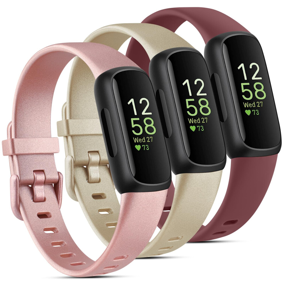 Pack 3 Straps For Fitbit Inspire 3 Strap For Women Men, Soft Silicone Replacement Strap Wristband Watchband Accessories 3-Pack 07 5051224175567