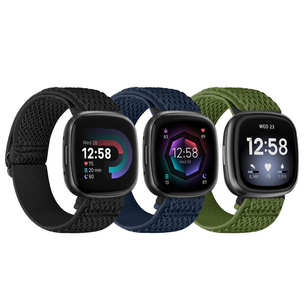 Tumpcez Elastic Nylon Strap Compatible With Fitbit Versa 4/Fitbit Sense 2/Fitbit Versa 3/Fitbit Sense, Soft Adjustable Stretchy Wristbands Sport 5051224173594