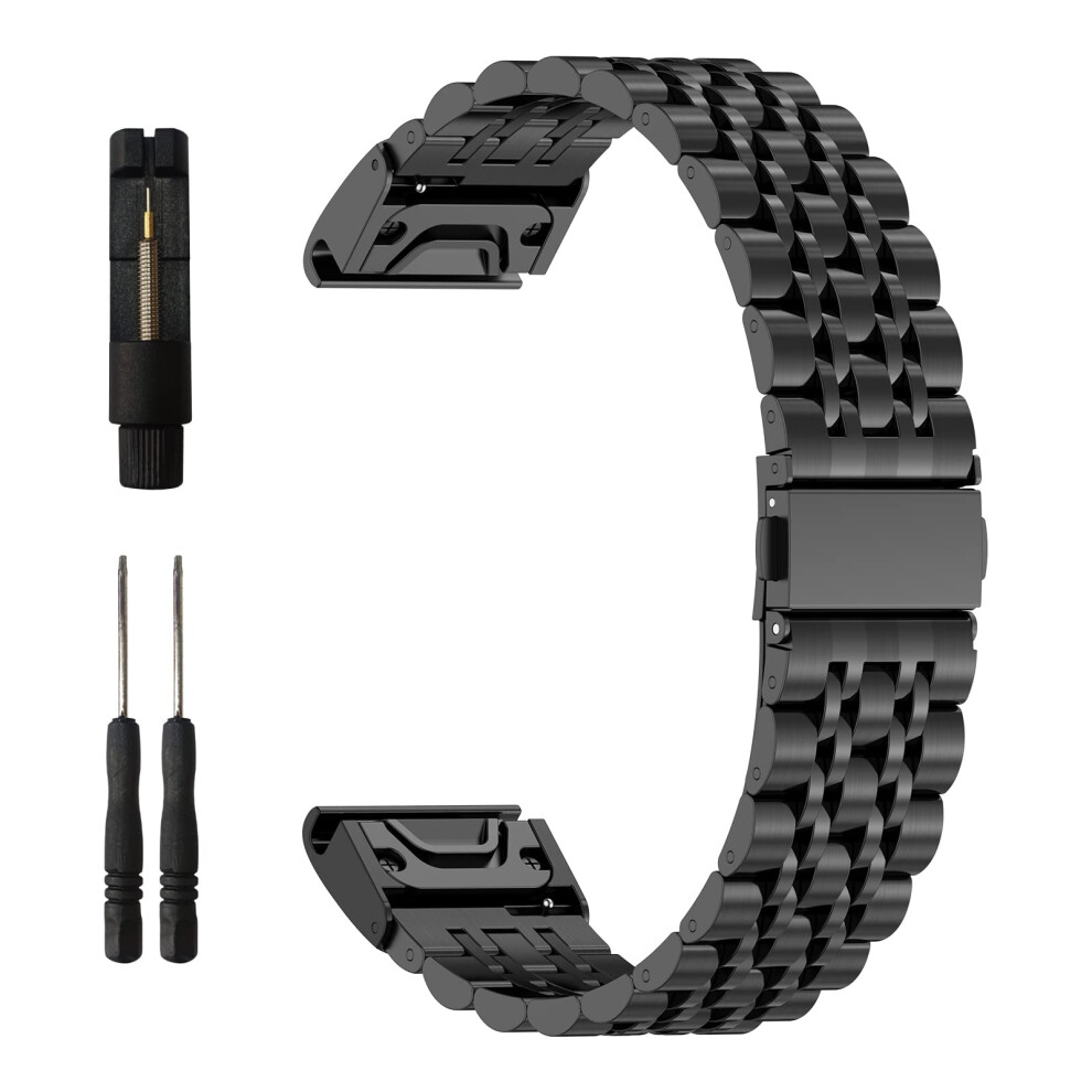 Ezmvzku 22Mm Quickfit Metal Strap For Garmin Fenix E/Fenix 8 Amoled 47Mm/7/7 Pro/6/6 Pro/5/5 Plus,Stainless Steel Watchband For Forerunner 965 955 945 5051224180769