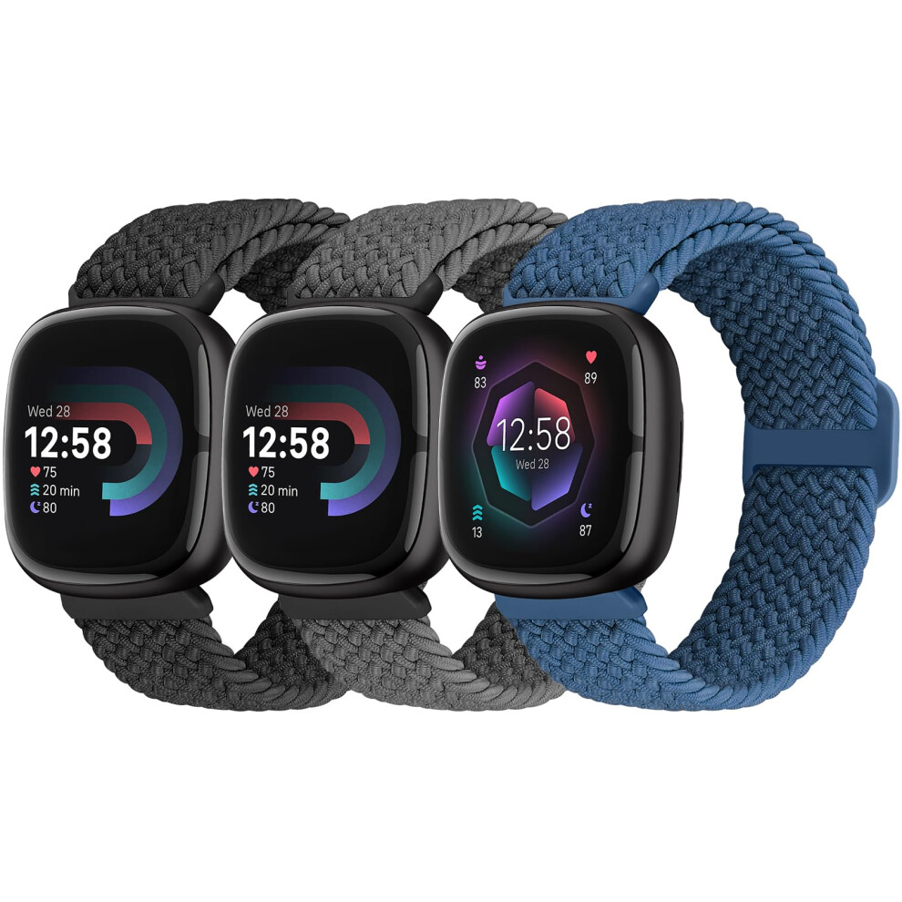 Yunshare Elastic Braided Solo Loop Band Compatible With Fitbit Versa 4/Fitbit Sense 2/Fitbit Versa 3/Fitbit Sense, Stretchy Straps Nylon Sport 5051224176571