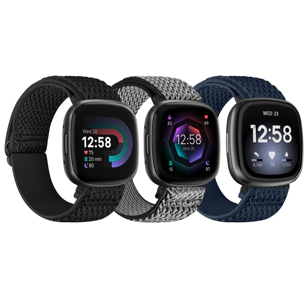 Tumpcez Elastic Nylon Strap Compatible With Fitbit Versa 4/Fitbit Sense 2/Fitbit Versa 3/Fitbit Sense, Soft Adjustable Stretchy Wristbands Sport 5051224177974