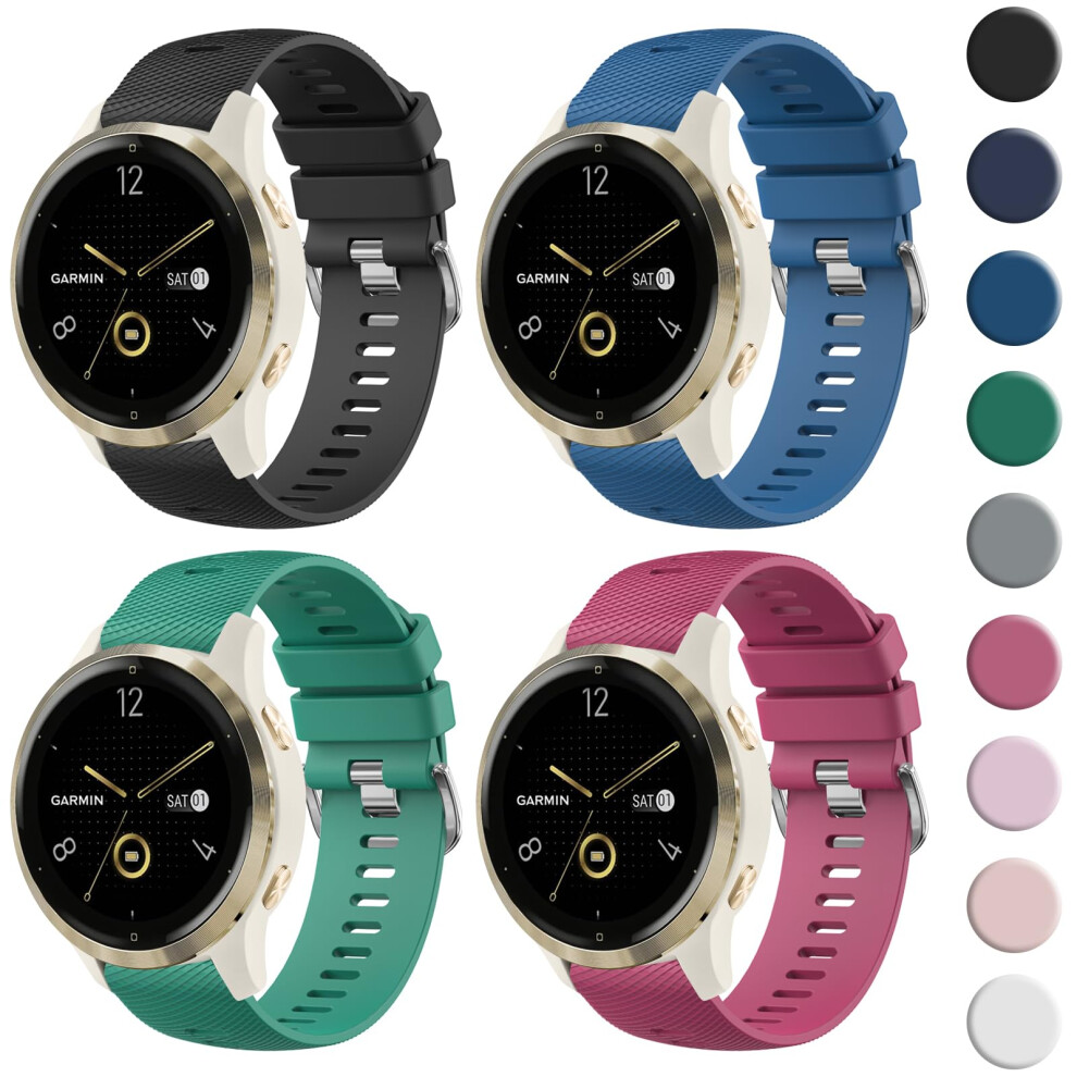 [4 Pack] Straps For Garmin Venu 2S/Venu 3S/Forerunner 265S/255S/255S Music/Vivoactive 4S/Vivomove 3S, 18Mm Soft Silicone Watch Band For Ticwatch 5051224178278