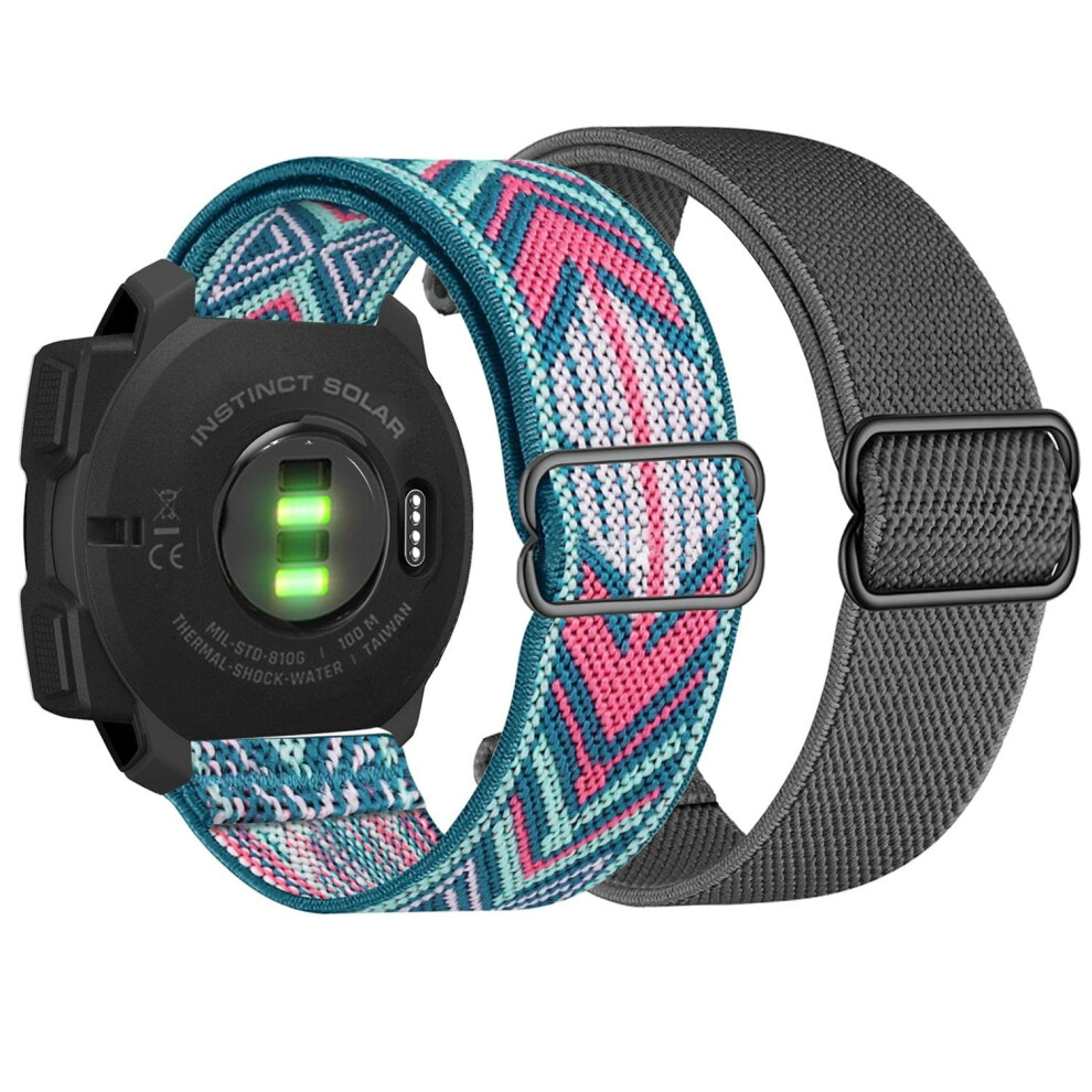 Yooside Grey 22Mm Elastic Loop Watch Strap For Garmin Instinct 2 Solar, Surf, Tactical, Instinct, Tide, Esports, Solar