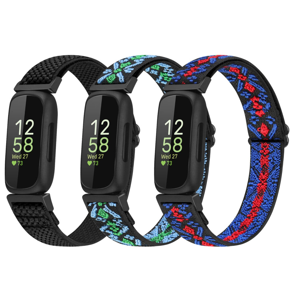 Enkic 3 Pack Elastic Strap Compatible With Fitbit Inspire 3/Inspire Hr/Ace 3, Adjustable Stretchy Nylon Sport Replacement Wristband For Men & Women 5051224184606