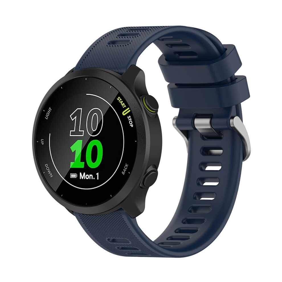 Wownadu 20Mm Watch Strap Compatible For Garmin Forerunner 55/245 /165/645, Replacement Silicone Straps Navy Waterproof Sport Band For Women Men, Blue 5051224184538