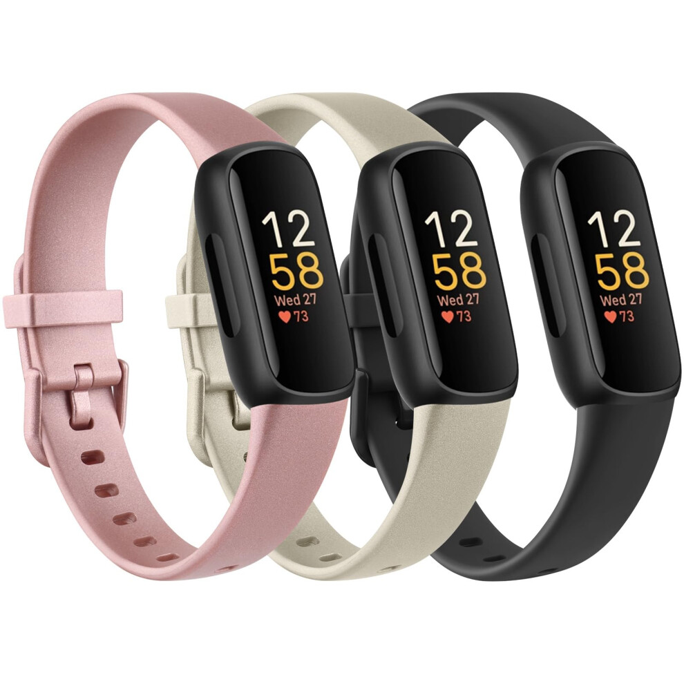 Tobfit [3 Pack] Straps Compatible For Fitbit Inspire 3 Strap For Women Men, Soft Silicone Replacement Strap Wristband Watchband Accessories (3 Pack 5051224190508
