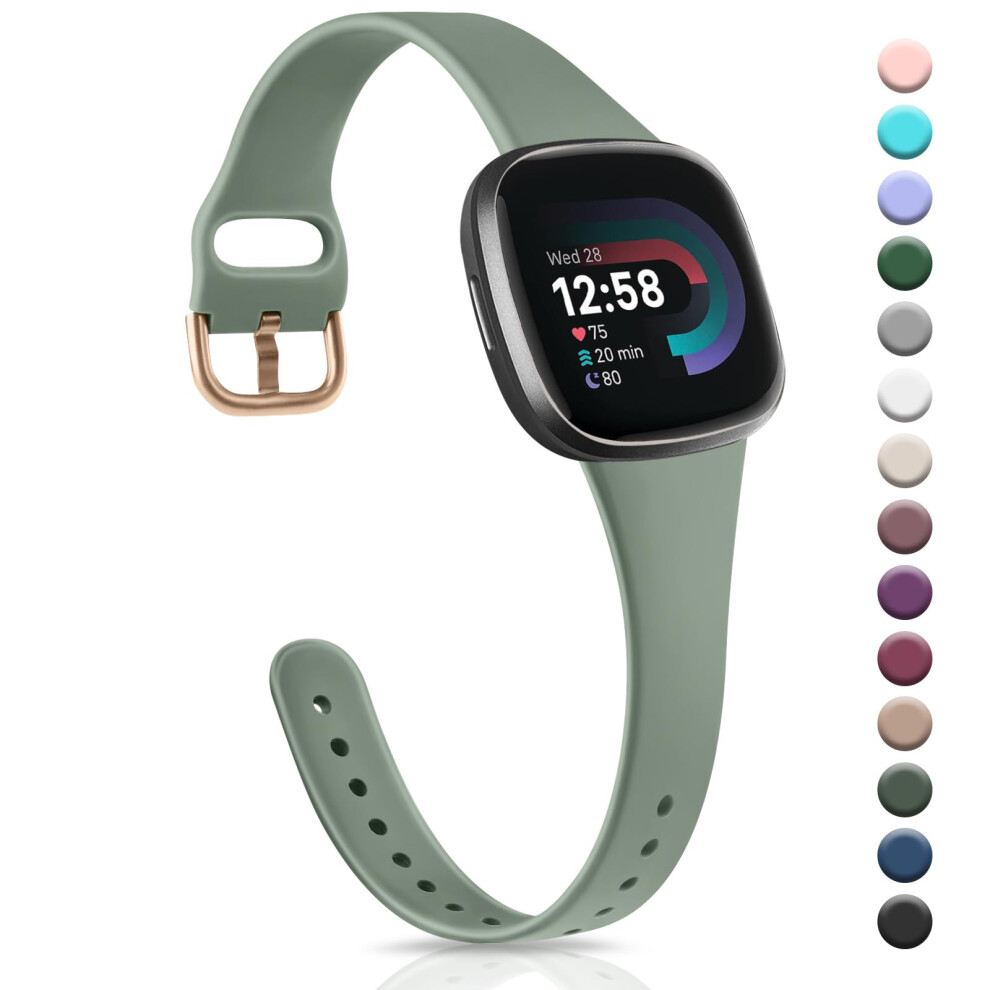 Strap Compatible For Fitbit Versa 3 Straps/Sense/Sense 2 Strap For Women Men, Soft Slim Thin Silicone Replacement Band Wristband Watchband For Fitbit 5051224188291