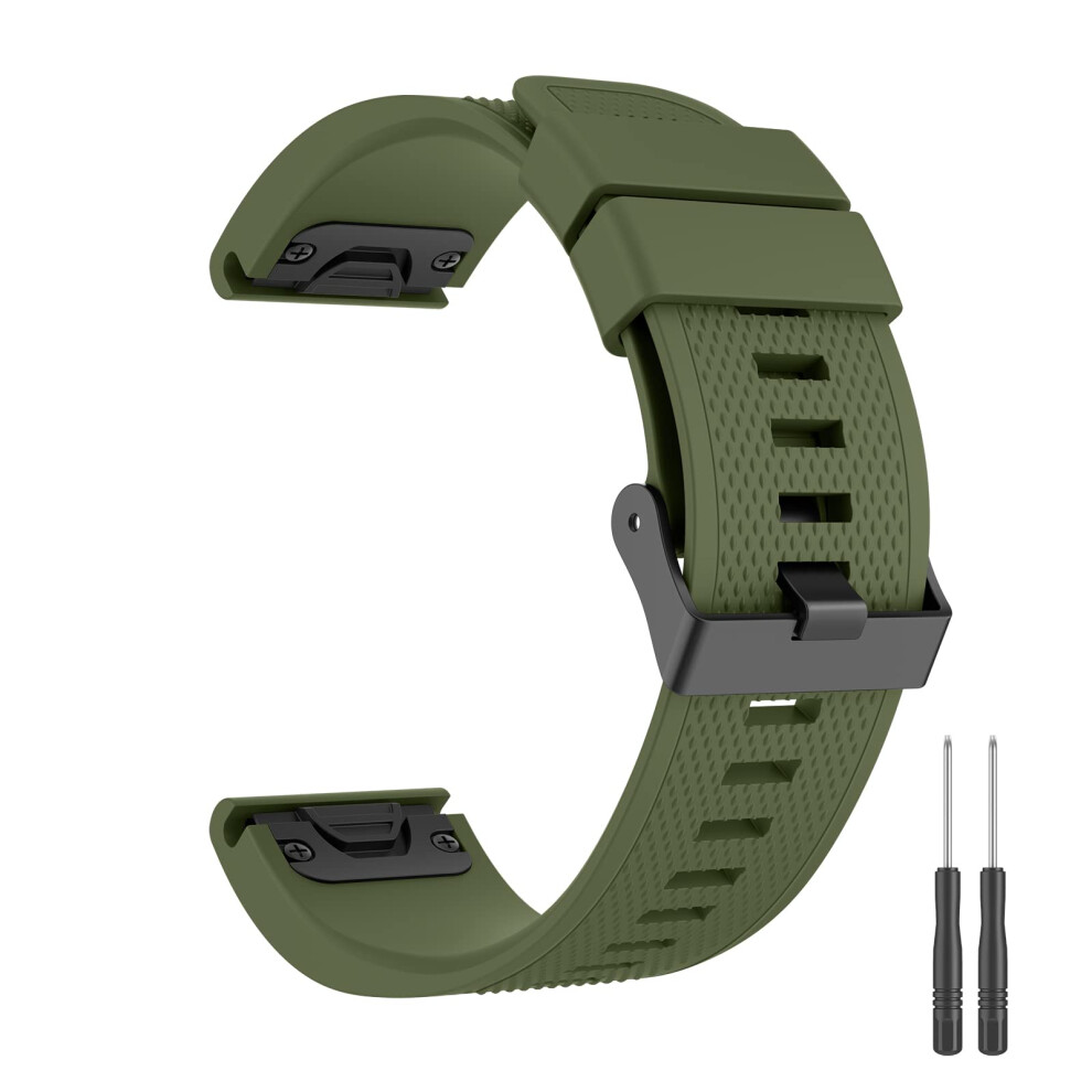 Quickfit 22Mm Silicone Band For Garmin Fenix 7/6/5 Series & Instinct/Approach S60/S62/Forerunner 945/935 (Green) Green 5051224191086