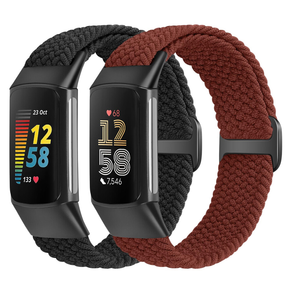 Shijzwd Elastic Braided Straps Compatible With Fitbit Charge 5/6, Breathable Adjustable Stretchy Nylon Loop Replacement Bands For Sport Strap Women 5051224188383