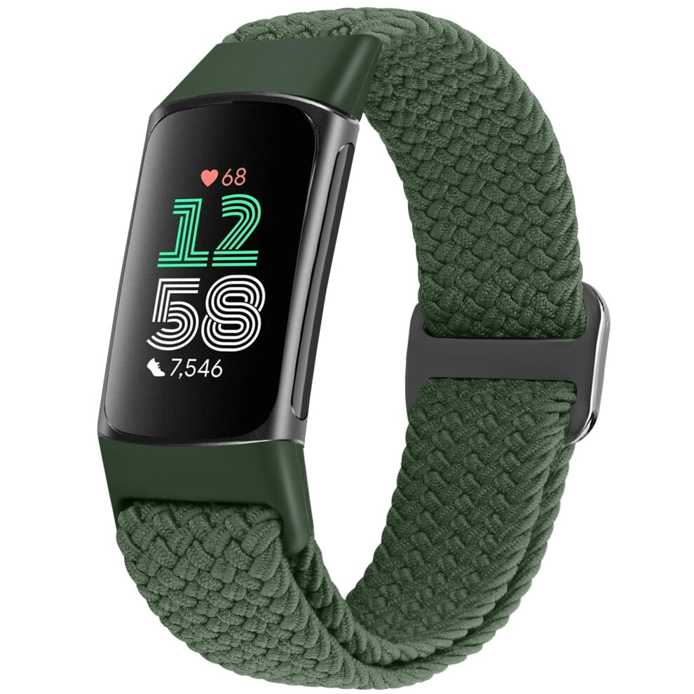 Wniph Braided Strap Compatible With Fitbit Charge 6/Fitbit Charge 5 Straps For Women Men, Adjustable Elastic Nylon Wristband Stretchy Replacement 5051224187485