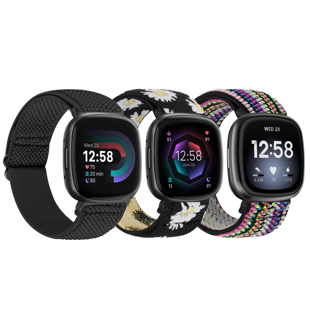 Tumpcez Elastic Nylon Strap Compatible With Fitbit Versa 4/Fitbit Sense 2/Fitbit Versa 3/Fitbit Sense, Soft Adjustable Stretchy Wristbands Sport 5051224191895