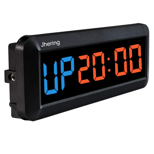 Jhering Led Programmable Interval Gym Timer Tabata EMOM MMA Stopwatch Count Up/Down Clock with IR Remote(Blue/Red)