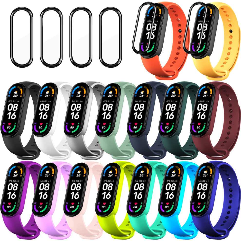 20 Pieces Strap Replacement Compatible With Xiaomi Mi Band 5 / Amazfit Band 5, Bands For Xiaomi Mi Band 5 Bracelet Wristbands Accessories Silicone For 5051224193103