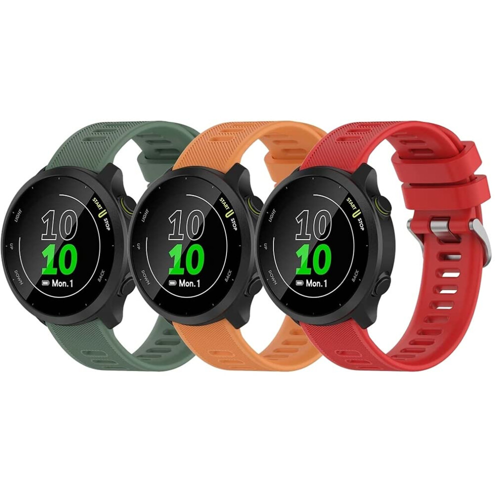 Compatible With Garmin Vivoactive 3 / Venu/Venu 2 Plus/Forerunner 158 / Forerunner 55 Watch Strap, Soft Silicone Replacement Bands (3-Pack J) 5051224193813