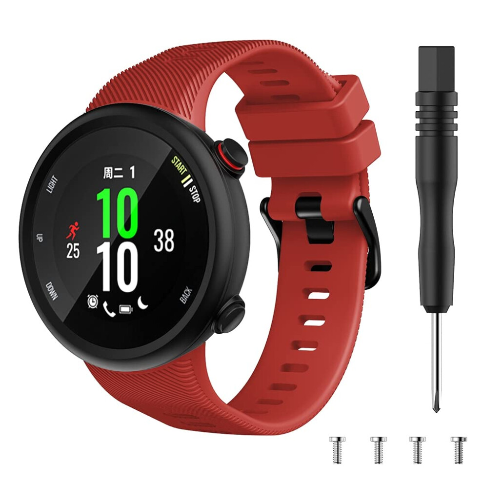 Chainfo Watch Strap Compatible With Garmin Forerunner 45 / Forerunner 45S / Swim 2, Soft Silicone Narrow Slim Sport Replacement Wristband For Smart 5051224195824